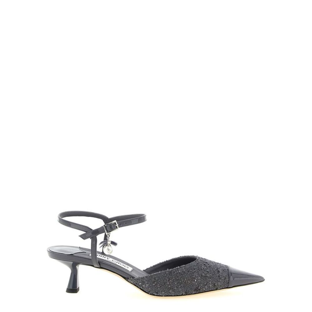 Jimmy Choo Gray Tencel Mid Heel Women's Pumps